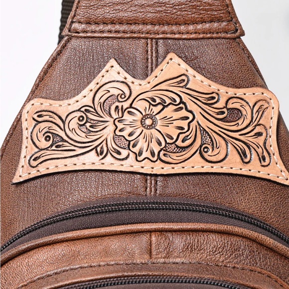 American Darling Brown and Teal Leather Backpack - Picture 5 of 7